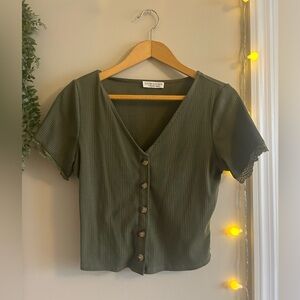 Cropped olive green top